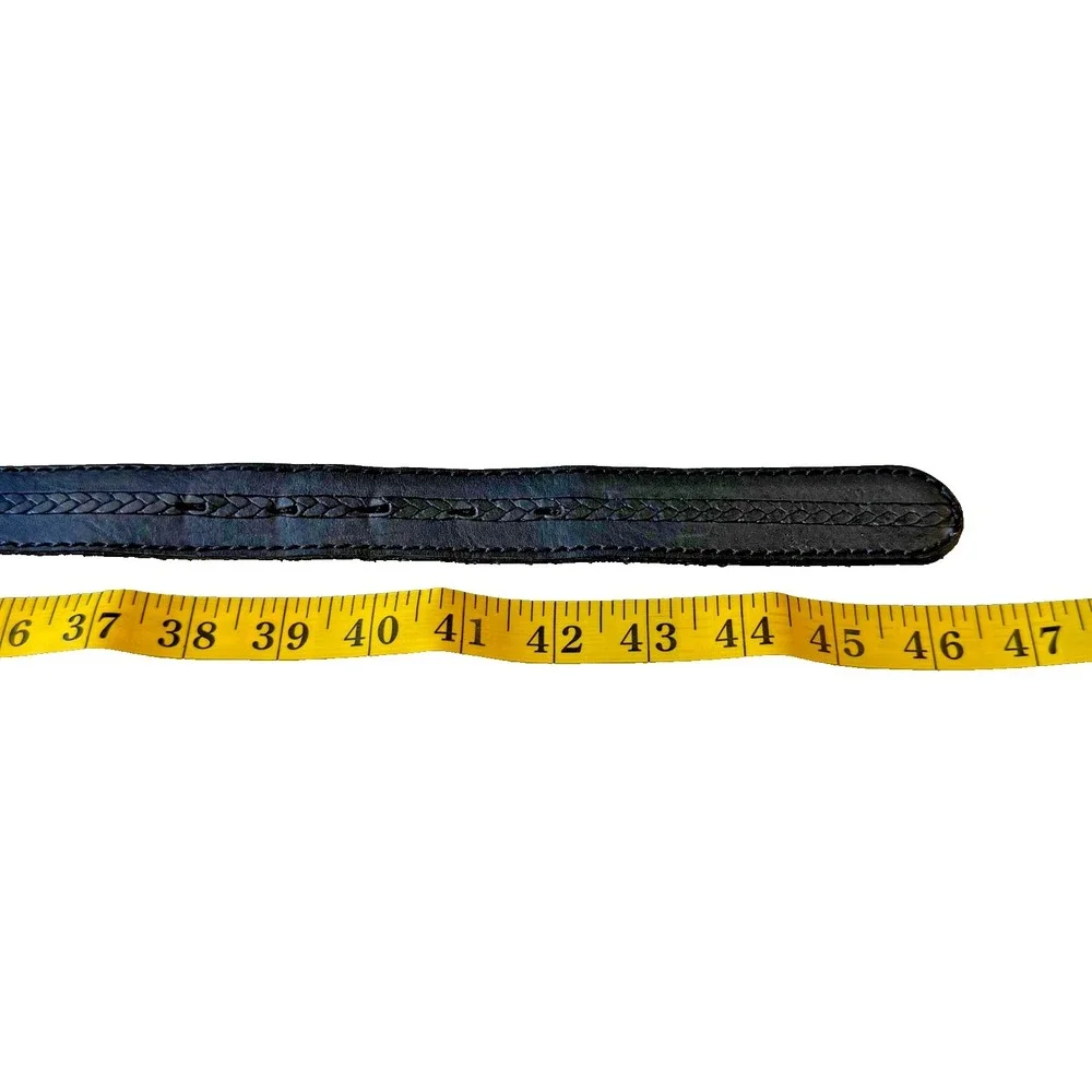 Vintage American Belts Man's Gen Italian Leather Belt Black Brass Buckle Size 40